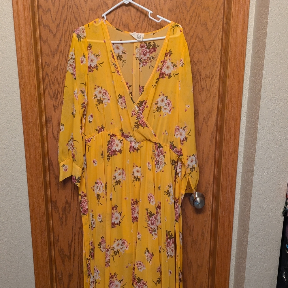 Long sleeve maxi dress - Chiffon with skirt lining